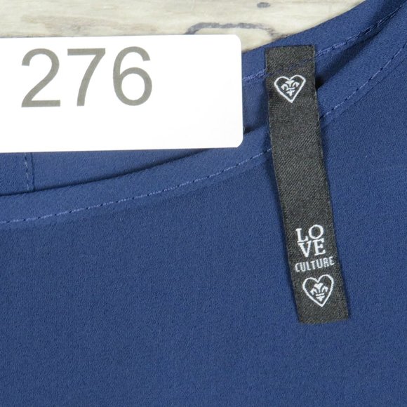 Love Culture* Women's Flared Long Sleeve Pull‎ Over Blouse Size Large~ Navy Blue - Picture 3 of 5